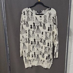 Casual White & Black Dress Form Print Tunic Dress